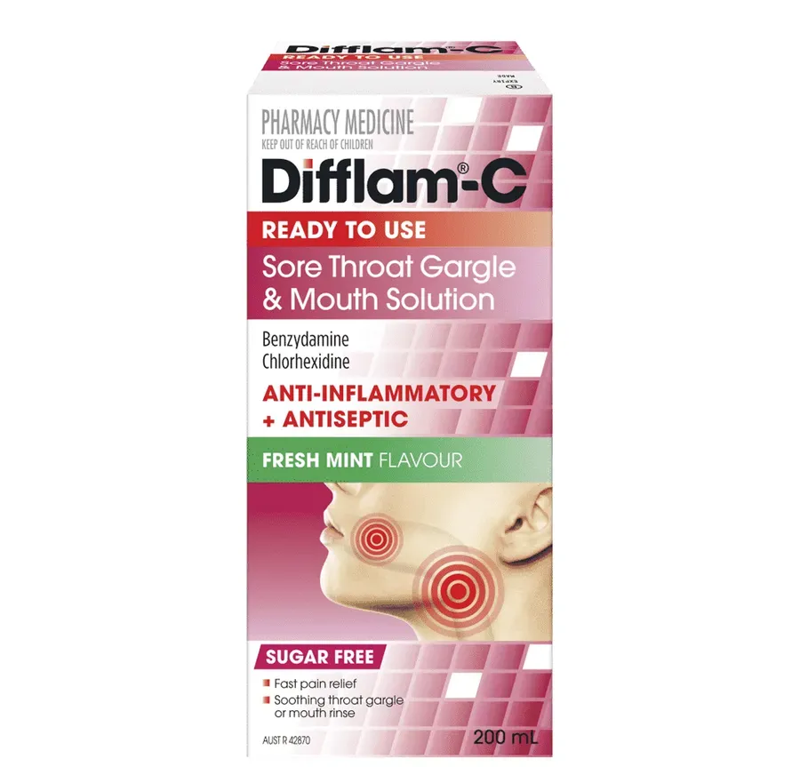 Difflam C Ready To Use Sorethroat Gargle & Mouth Solution 200ml — Kimia ...